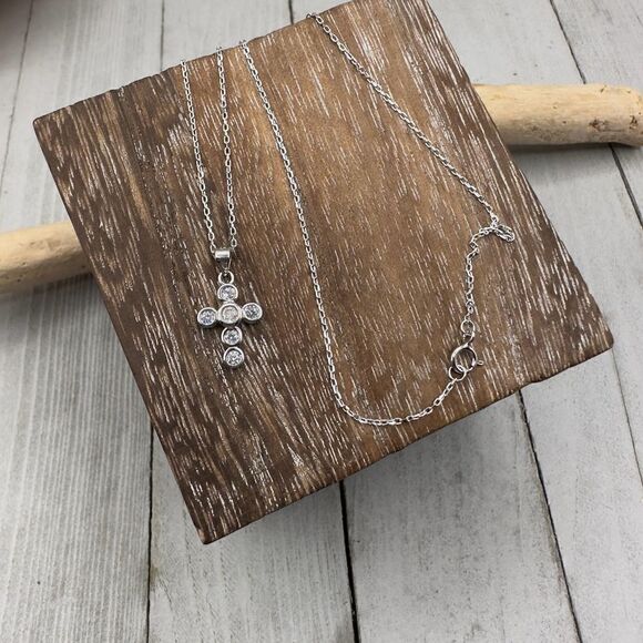 Cross CZ Sterling Silver Necklace - Picture 4 of 5